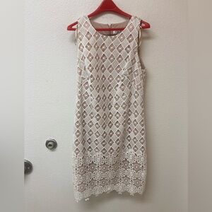 ELIZA J. Cream Lace Sleeveless Dress (S)